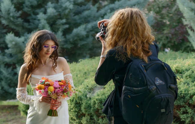 photographe et bouquet